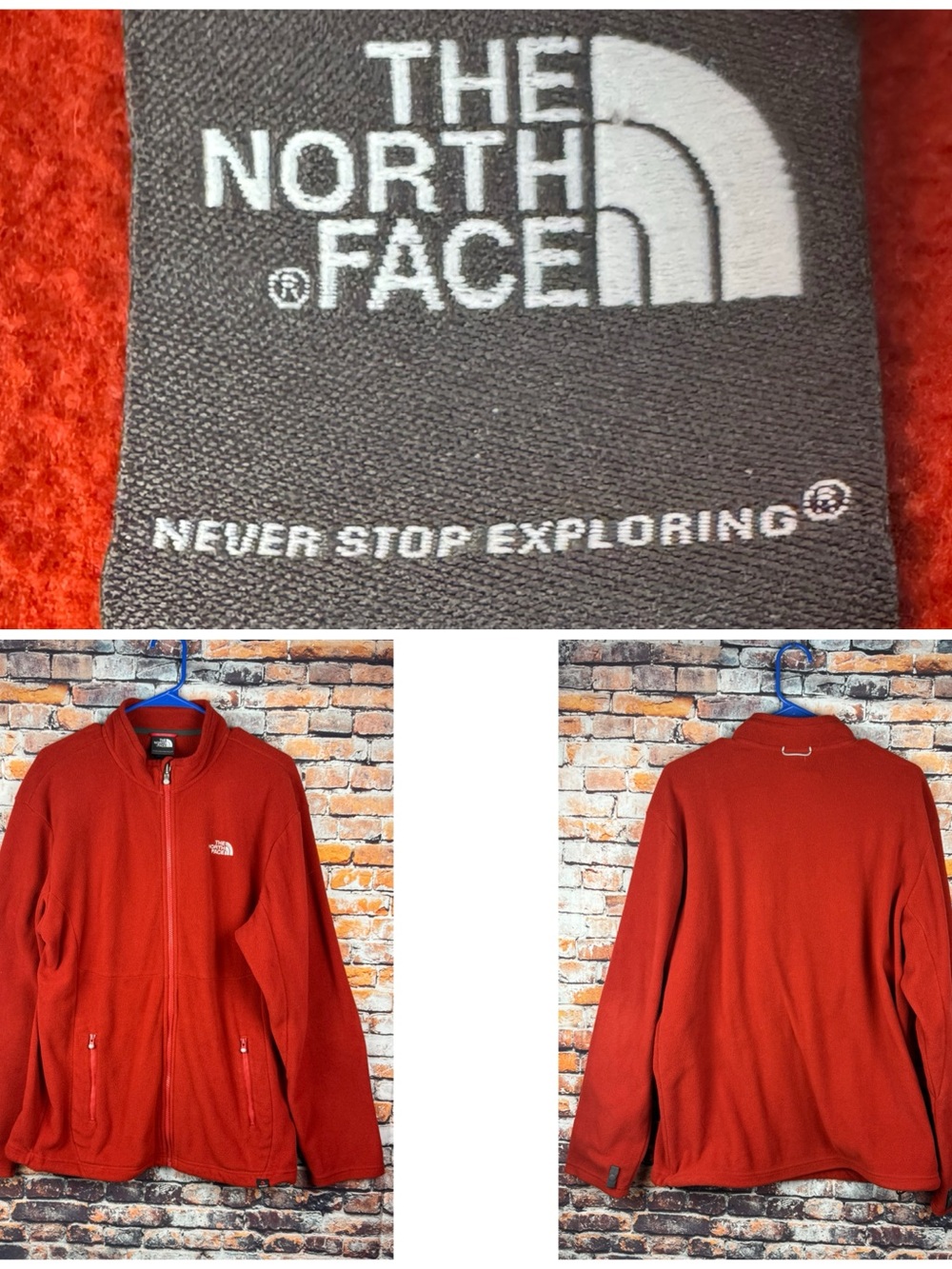 The North Face Men's Large Alpine Polartec Red Full Zip Jacket Y2k